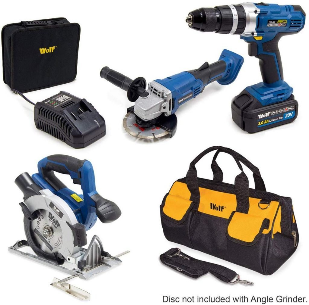 with Extra Battery Wolf 2 Speed 18v Lithium Ion Combi Impact Drill Kit with Battery Fast 1 Hour Charger /& Carry Case